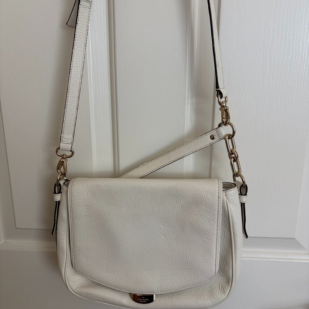 Kate Spade White Pebble Leather Shoulder/Crossbody Bag